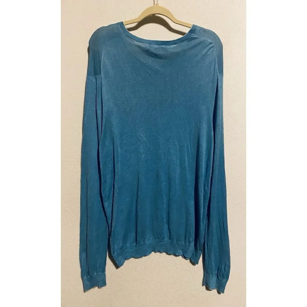 Banana Republic Sweater Mens XL Blue V Neck Silk Linen Lightweight Preppy